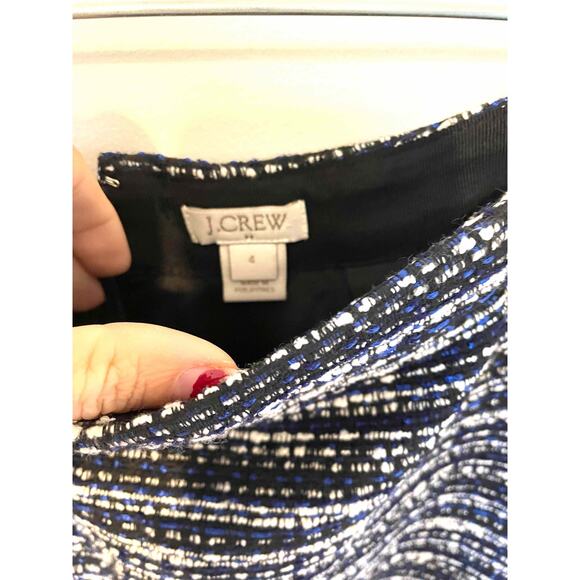 J. Crew Tweed Knee Length Pencil Skirt Blue Black Size 4 - Picture 5 of 7